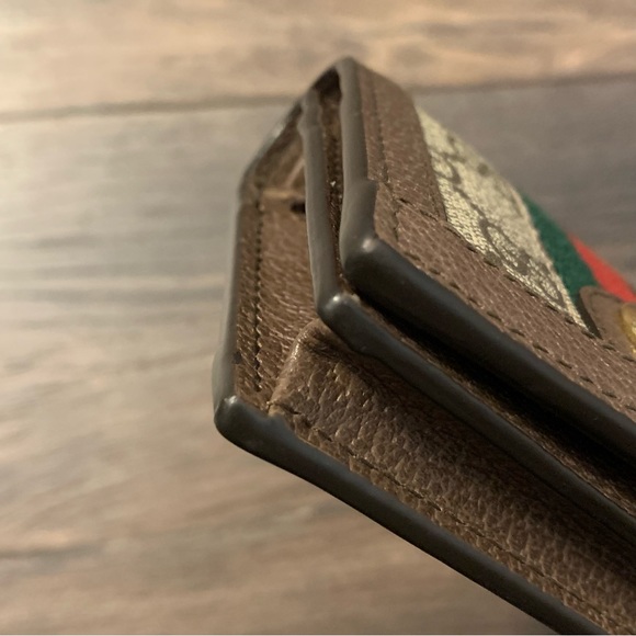 ❌SOLD❌ Gucci Ophidia Beige/Ebony GG Supreme Canvas and Leather Card Wallet - Picture 7 of 14